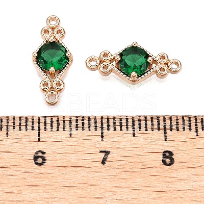 Brass Pave Faceted Glass Connector Charms X-FIND-T070-03D-1
