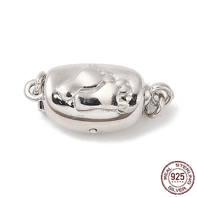 Rhodium Plated 925 Sterling Silver Bayonet Clasps STER-G038-16P-1