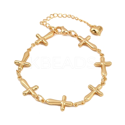 304 Stainless Steel Cross Link Chain Bracelets BJEW-D359-13B-G-1