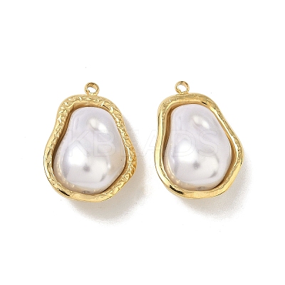 304 Stainless Steel with ABS Plastic Pearl Pendants STAS-G371-01G-05-1