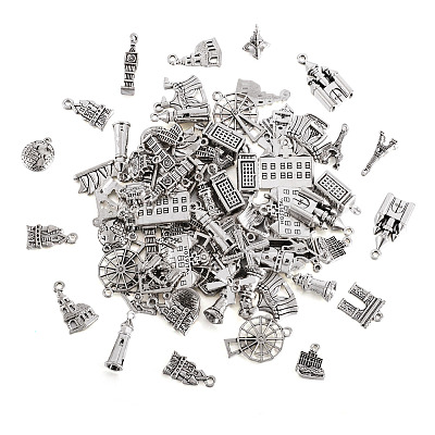 100Pcs 20 Styles Tibetan Style Zinc Alloy Pendants FIND-TA0003-90-1