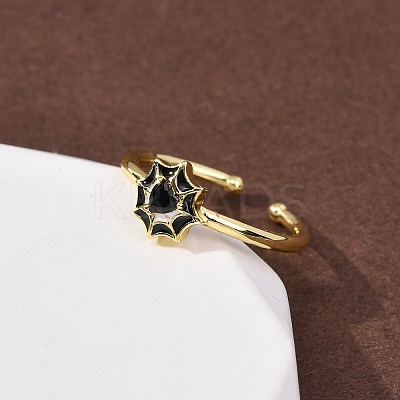 Brass Micro Pave Cubic Zirconia Cuff Open Rings LS-RJEW-Z126-01G-1