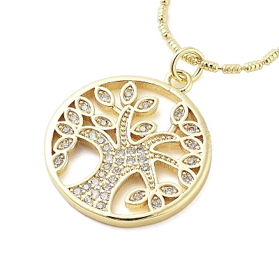 Brass Micro Pave Clear Cubic Zirconia Pendant Necklaces for Women NJEW-M009-04G-A-1