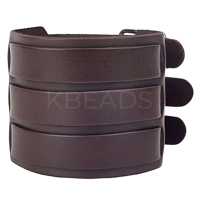 1Pc Trendy Unisex Punk Rock Style Leather Wide Wristband Bracelets BJEW-CL0001-03-1