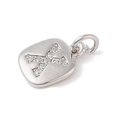 Rack Plating Brass Micro Pave CLear Cubic Zirconia Charms KK-E110-14P-X-1