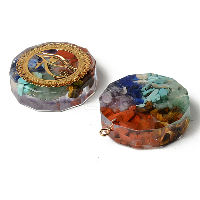Flat Round Epoxy Resin Pendants G-R478-22C-1