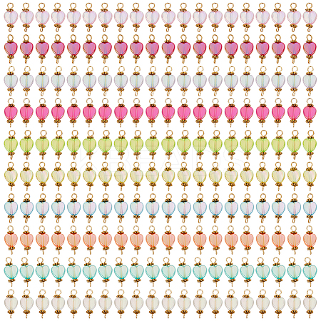200Pcs 10 Colors Transparent Acrylic Pendants PALLOY-GO00013-1