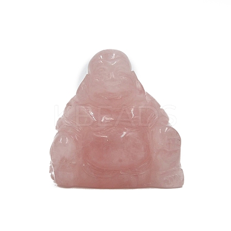 Natural Rose Quartz Carved Maitreya Buddha Statue Home Decoration G-PW0007-048A-02-1