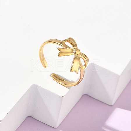Adjustable 304 Stainless Steel Cuff Open Rings for Women LS-RJEW-Z122-03G-01-1