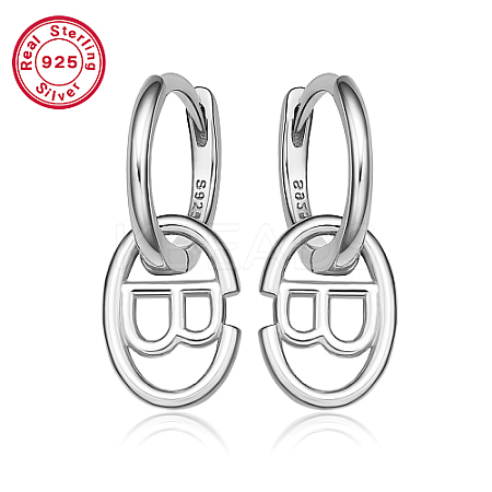 Anti-Tarnish Rhodium Plated Platinum 925 Sterling Silver Hoop Earrings ZC9557-4-1