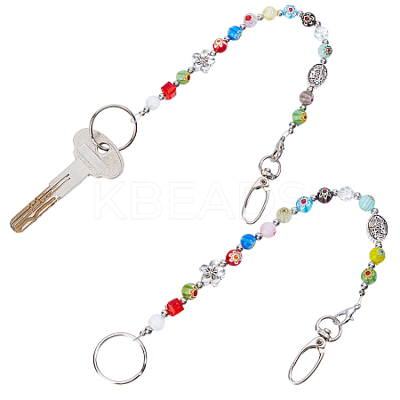 2Pcs Alloy & Acrylic & Glass Keychain KEYC-NB00283-1