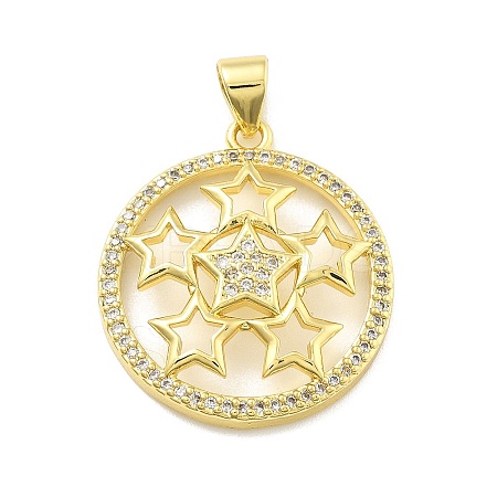 Rack Plating Brass Micro Pave Cubic Zirconia Pendants KK-D359-36G-1