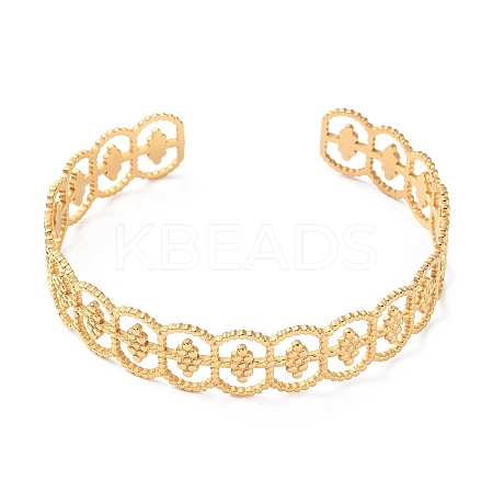 304 Stainless Steel Hollow Oval Cuff Bangles BJEW-F457-11G-1