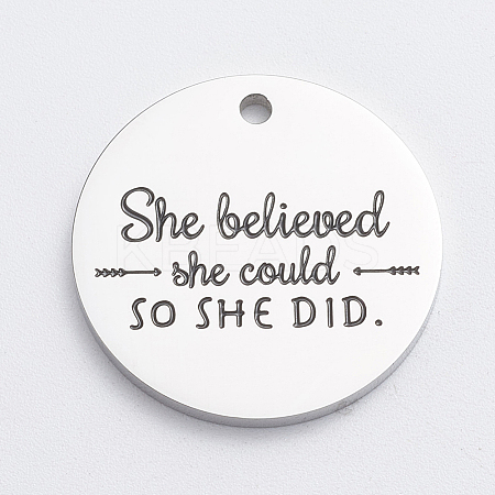 304 Stainless Steel Quote Pendants STAS-WH0014-03P-1