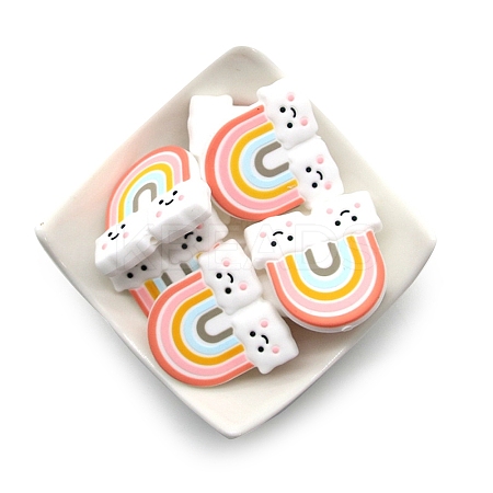 Rainbow Food Grade Eco-Friendly Silicone Focal Beads SIL-WH0013-51B-1