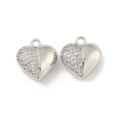 Brass Micro Pave Clear Cubic Zirconia Charms KK-Z057-05P-1