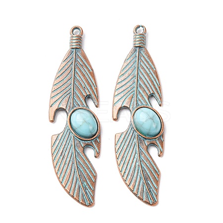 Alloy with Synthetic Turquoise Pendants FIND-B055-01H-1