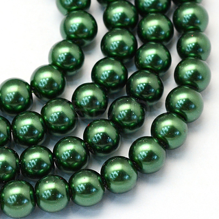 Baking Paint Pearlized Glass Pearl Round Bead Strands X-HY-Q330-8mm-75-1