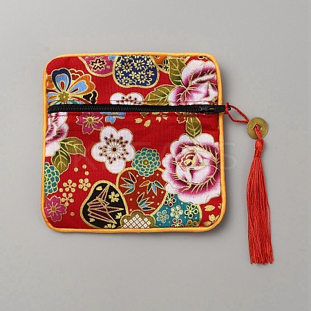 Square Cloth Jewelry Packing Pouches Drawstring Bags with Tassel ABAG-WH0032-68E-1