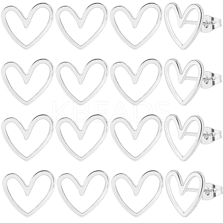 20Pcs Brass Heart Stud Earrings KK-BBC0021-98-1