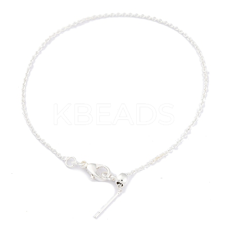Brass Cable Chains Bracelets for Women BJEW-G735-09S-1