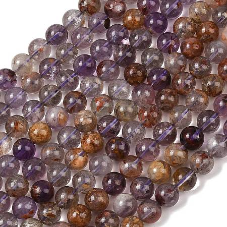 Natural Purple Phantom Quartz Lodolite Quartz Beads Strands G-R446-12mm-01A-1