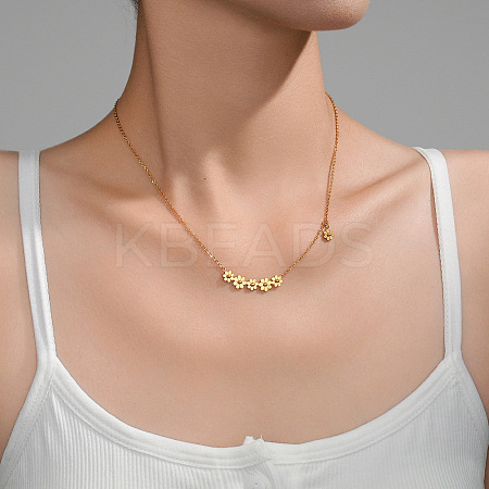 Daisy Flower 304 Stainless Steel Chain Necklaces FS-WGEC3D7-07-1