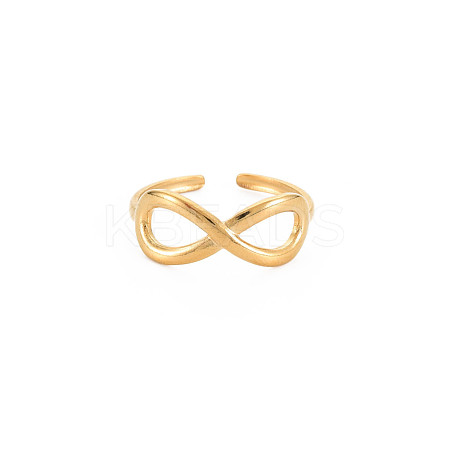 Ion Plating(IP) 304 Stainless Steel Open Infinity Hollow Cuff Ring for Women RJEW-S405-198G-1