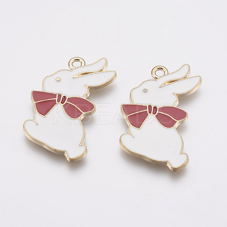 Zinc Alloy Enamel Bunny Pendants PALLOY-I124-29G-1