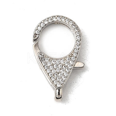 Brass Clear Cubic Zirconia Lobster Claw Clasps KK-Z078-49C-P-1