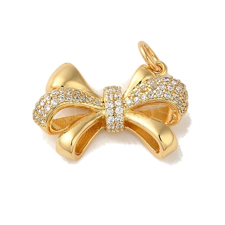 Rack Plating Brass Micro Pave Clear Cubic Zirconia Pendants KK-S366-22G-1