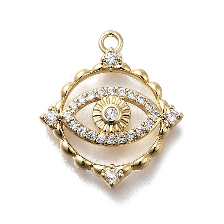 Brass Micro Pave Cubic Zirconia Pendants KK-Q048-23G-1