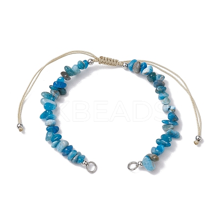 Natural Apatite Chip Nylon Braided Beaded Bracelet Making AJEW-JB01296-07-1