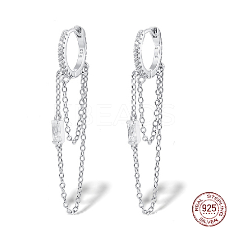 Anti-Tarnish Rhodium Plated 925 Sterling Silver Hoop Earrings UF8951-2-1