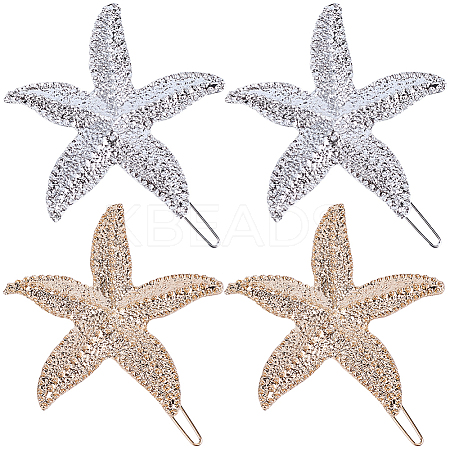 4Pcs 2 Colors Zinc Alloy Hair Barrettes PHAR-SP0001-24-1