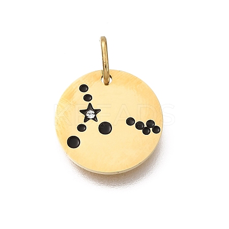 Twelve Constellations 304 Stainless Steel Enamel Pendants STAS-A148-01G-02-1