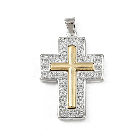 Brass Micro Pave Cubic Zirconia Pendants KK-S528-04GP-1