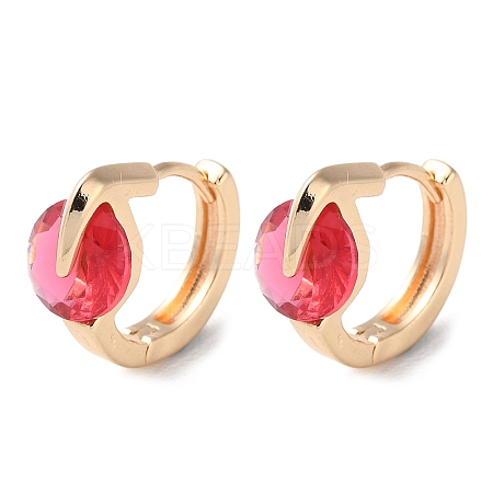 Rack Plating Brass Micro Pave Red Cubic Zirconia Hoop Earrings LS-EJEW-P238-11KCG-1