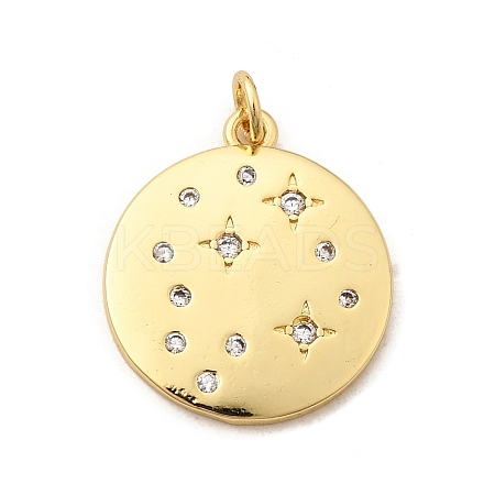 Rack Plating Brass Micro Pave Cubic Zirconia Pendants KK-Z063-44G-1-1