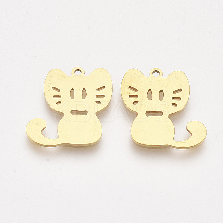 201 Stainless Steel Kitten Pendants LS-STAS-T044-123G-1