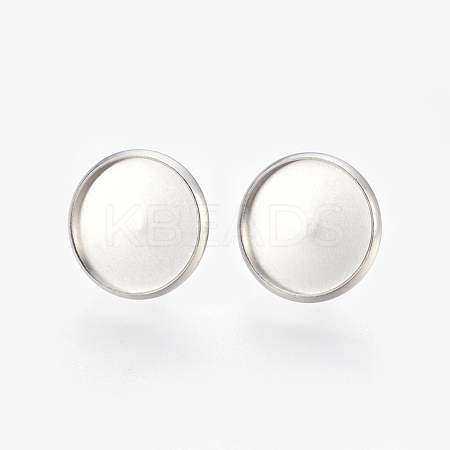 Tarnish Resistant Eco-Friendly 316 Surgical Stainless Steel Stud Earring Settings STAS-F181-01P-14mm-1