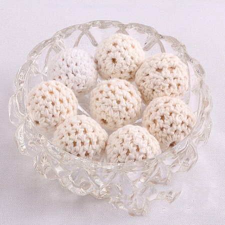 Handmade Woolen Macrame Wooden Pom Pom Ball Beads LS-MAKN-PW0001-047A-1