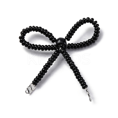 Alloy & Glass Seed Beads Bowknot Chandelier Component Links PALLOY-D359-03G-1