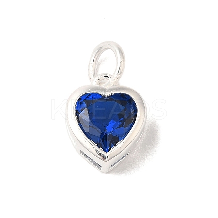 925 Sterling Silver Cubic Zirconia Heart Charms with Jump Rings FIND-U013-10S-07-1