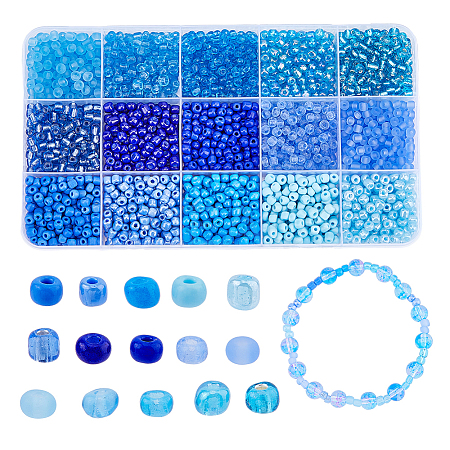 3315Pcs 15 Colors Glass Round Seed Beads SEED-DC0001-05-1