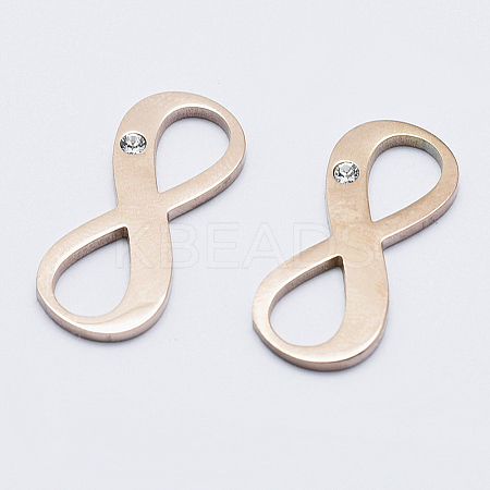 Eco-Friendly 316 Surgical Stainless Steel Pave Cubic Zirconia Links connectors RB-I078-63RG-A-NR-1