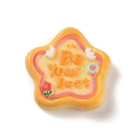 Star Cartoon Word Be Your Best Opaque Resin Decoden Cabochons RESI-R447-02C-1