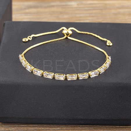 Brass Micro Pave Cubic Zirconia Slider Bracelets FS-WG49F5F-05-1