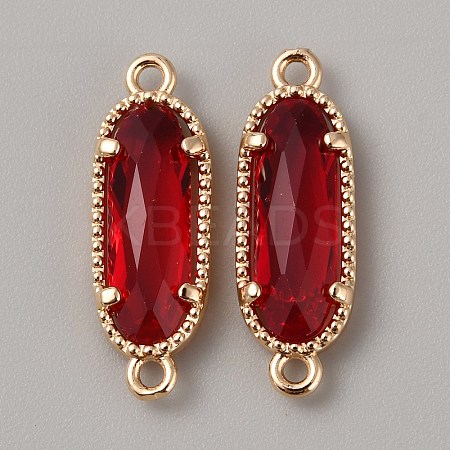 Golden Plated Brass Pave Glass Connector Charms FIND-WH0110-728G-09-1