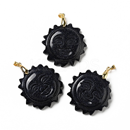Synthetic Blue Goldstone Pendants G-E043-01B-03G-1